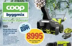 Coop Byggmix Ryobi Max Power RY36STX53B-180 snøfreser med batteri, NOK 11995, Medlemspris tilbud