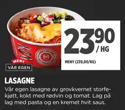 Meny LASAGNE, NOK 23.9 tilbud
