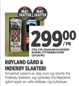 Meny RØYLAND GÅRD & INDERØY SLAKTERI, NOK 299 tilbud