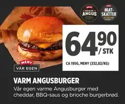 Meny VARM ANGUSBURGER, NOK 64.9 tilbud