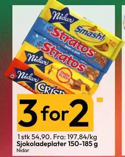 Gigaboks Sjokoladeplater 150-185 g, NOK 54.9 tilbud