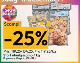 Gigaboks Stort utvalg scampi 1 kg tilbud
