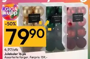 Gigaboks Julekuler 16 pk, NOK 79.9 tilbud