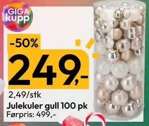 Gigaboks Julekuler gull 100 pk, NOK 249 tilbud