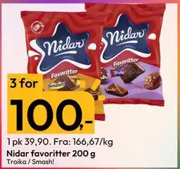 Gigaboks Nidar favoritter 200 g, NOK 100 tilbud