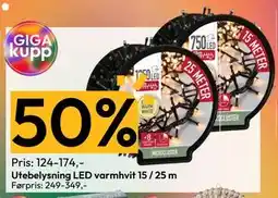 Gigaboks Utebelysning LED varmhvit 15 / 25 m tilbud