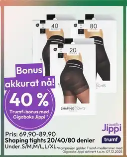 Gigaboks Shaping tights 20/40/80 denier tilbud