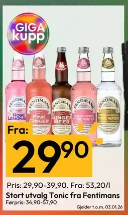 Gigaboks Stort utvalg Tonic fra Fentimans tilbud