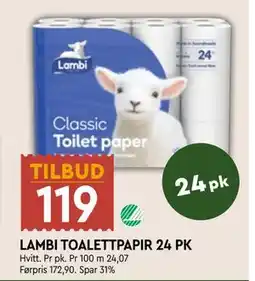 Coop Mega LAMBI TOALETTPAPIR 24 PK, NOK 119 tilbud