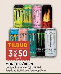 Coop Mega MONSTER/BURN, NOK 50 tilbud