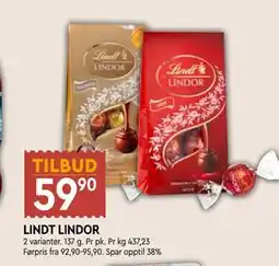 Coop Mega LINDT LINDOR, NOK 59.9 tilbud