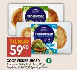 Coop Mega COOP FISKEBURGER, NOK 59.9 tilbud