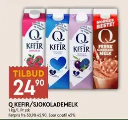 Coop Mega Q KEFIR/SJOKOLADEMELK, NOK 24.9 tilbud