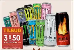 Coop Mega MONSTER/BURN, NOK 50 tilbud