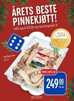 Rema 1000 URØKT PINNEKJØTT, NOK 249 tilbud
