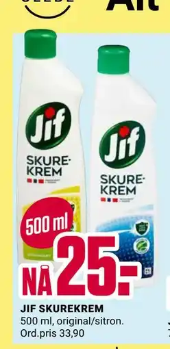 Europris JIF SKUREKREM, NOK 25 tilbud