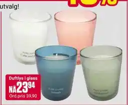 Europris Duftlys i glass, NOK 23.94 tilbud