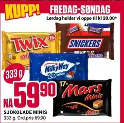 Europris SJOKOLADE MINIS, NOK 59.9 tilbud