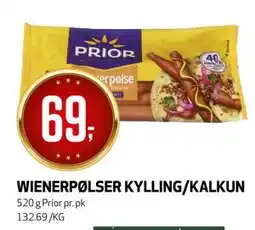 Bunnpris WIENERPØLSER KYLLING/KALKUN, NOK 69 tilbud
