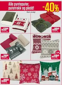 Europris Alle pynteputer, putetrekk og pledd! tilbud