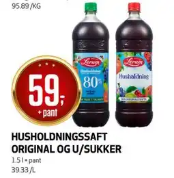 Bunnpris HUSHOLDNINGSSAFT ORIGINAL OG U/SUKKER, NOK 59 tilbud