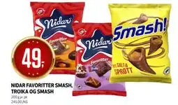 Bunnpris NIDAR FAVORITTER SMASH, TROIKA OG SMASH, NOK 49 tilbud