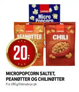 Bunnpris MICROPOPCORN SALTET, PEANØTTER OG CHILINØTTER, NOK 20 tilbud