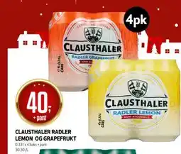 Bunnpris CLAUSTHALER RADLER LEMON OG GRAPEFRUKT, NOK 40 tilbud