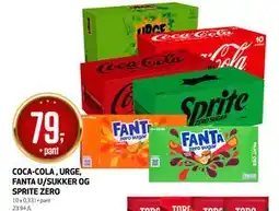 Bunnpris COCA-COLA, URGE, FANTA U/SUKKER OG SPRITE ZERO, NOK 79 tilbud