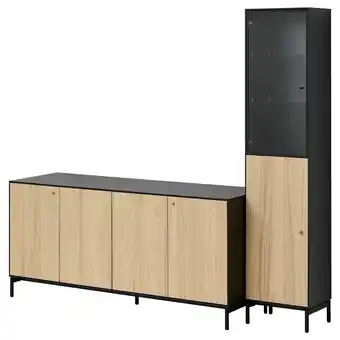 IKEA Boastad Oppbevaringskombinasjon, svart/eikefiner, 203x185 cm tilbud
