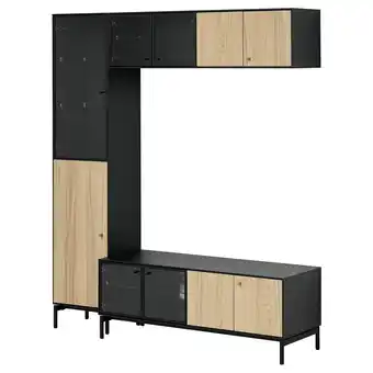 IKEA Boastad Tv-møbel, kombinasjon, svart/eikefiner, 163x42x185 cm tilbud