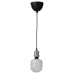 IKEA JÄllby / molnart Taklampe med lyspære, forniklet/tubeformet hvit/klart glass tilbud
