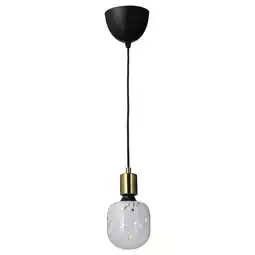 IKEA Skaftet / molnart Taklampe med lyspære, messingbelagt/tubeformet hvit/klart glass tilbud