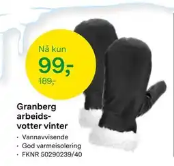Felleskjøpet Granberg arbeidsvotter vinter, NOK 99 tilbud
