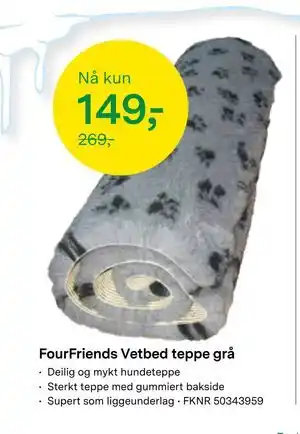 FourFriends Vetbed teppe grå, NOK 149