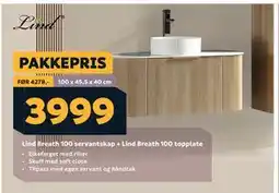 Megaflis Lind Breath 100 servantskap + Lind Breath 100 topplate, NOK 3999 tilbud