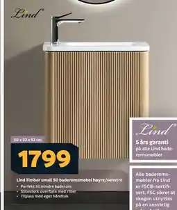 Megaflis Lind Timber small 50 baderomsmøbel høyre/venstre, NOK 1799 tilbud