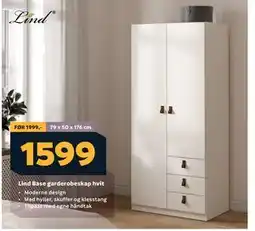 Megaflis Lind Base garderobeskap hvit, NOK 1599 tilbud
