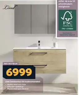 Megaflis Lind Continental 120 baderomsmøbel, NOK 6999 tilbud