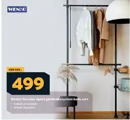 Megaflis Wenko Hercules åpent garderobesystem basic sort, NOK 499 tilbud