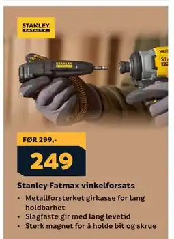 Megaflis Stanley Fatmax vinkelforsats, NOK 249 tilbud