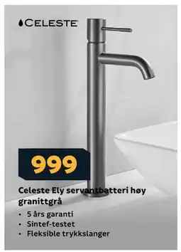 Megaflis Celeste Ely servantbatteri høy granittgrå, NOK 999 tilbud