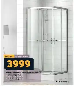 Megaflis Celeste Silvia rett dusjkabinett krom, NOK 3999 tilbud