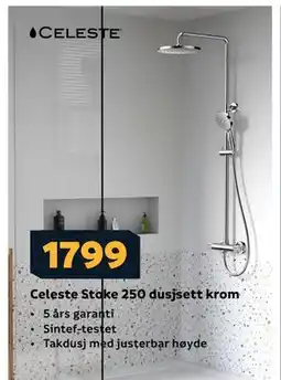 Megaflis Celeste Stoke 250 dusjsett krom, NOK 1799 tilbud