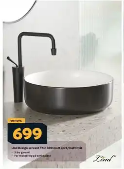 Megaflis Lind Design servant Thin 300 matt sort/matt hvit, NOK 699 tilbud