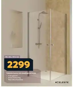 Megaflis Celeste Lucca rett dusjhjørne krom, NOK 2299 tilbud