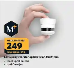 Megaflis Cavius røykvarsler optisk 10 år 40x41mm, NOK 339, Medlemspris tilbud