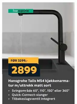 Megaflis Hansgrohe Talis M54 kjøkkenarmatur m/uttrekk matt sort, NOK 2899 tilbud