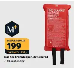 Megaflis Nor-tec brannteppe 1,2x1,8m rød, NOK 239, Medlemspris tilbud