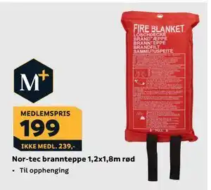 Megaflis Nor-tec brannteppe 1,2x1,8m rød, NOK 239, Medlemspris tilbud